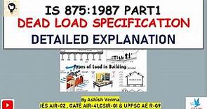IS:875 Part-1 Detailed Explanation|Dead Loads for Design|IESGATEWiz