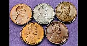 1941-1945 Lincoln Pennies World War II One Cent Coins