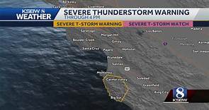 Severe Thunderstorm Warning issued for parts of Monterey County