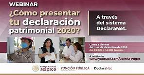 Webinar: ¿Cómo presentar tu declaración patrimonial 2020?, a través del sistema DeclaraNet.