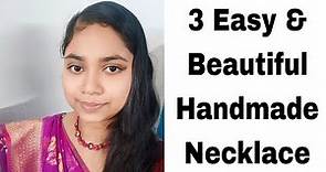 3 Easy Handmade Necklace Making At Home / Necklace Designs/Beads Necklace Making