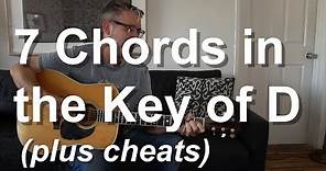 7 Chords in the Key of D (with cheats) | Tom Strahle | Easy Guitar | Basic Guitar