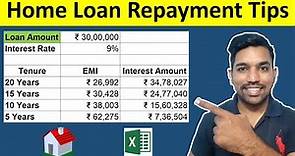 Home Loan Repayment Tips with Calculation | Prepayment Calculator in Excel