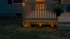 Solar Lights from Walmart make all the difference 💛🤍💛 #porch #frontporch #homesweethome #doublewide #doublewidefrontporch #fyp #foryoupage #solarlights #nighttimeporch #porchvibes