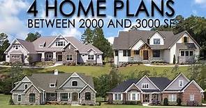 Four house plans between 2000 and 3000 square feet | Family-friendly home plans