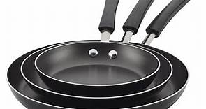 Farberware 3 Piece Easy Clean Aluminum Non-Stick Frying Pan, Fry Pan, Skillet Set, Black