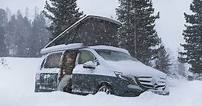 Car Camping CAUGHT IN A SNOW BLIZZARD [ Austrian Alps, 1800m above sea, Winter Van Life, ASMR ]