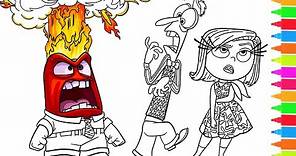 Disney Pixar Inside Out Anger, Disgust, Fear, Joy, Sadness | Coloring Book Pages