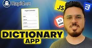 Creating a Dictionary app Using HTML, CSS & JavaScript + RapidAPI 🔥