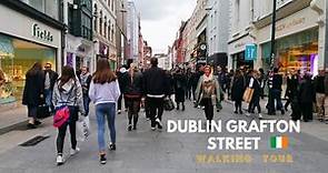 Dublin City Ireland Walking Through Grafton Street. 4k Walking Tour