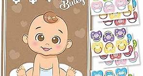 Party Hearty Funny Baby Shower Games for Boy, Pin The Pacifier on The Baby Game, Where is The Baby’s Binky, Pin The Dummy on The Baby