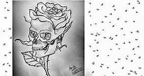 How to draw a Skull with Roses || Skull drawings ||