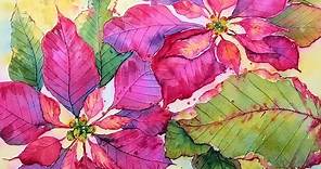 Poinsettia in Watercolor Real Time Painting Tutorial!