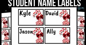 Candy Cane Student Name Labels → EDITABLE / PRINTABLE Classroom Tags / Cards