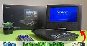 YOTON Lettore DVD Portatile ECONOMICO con Schermo 7,5” HD Girevole 180° Scheda Sync TV/USB/SD/AUX