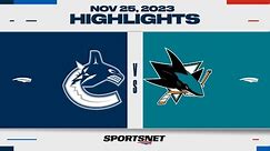 NHL Highlights | Canucks vs. Sharks - November 25, 2023