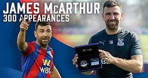 James McArthur accepts his award for 300 appearances in the Premier League