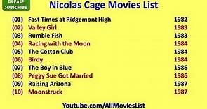 Nicolas Cage Movies List