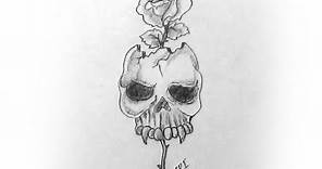 How to draw A skull with rose Pencil Drawing and s | YZArts | YZArts