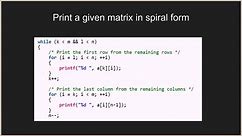 Print a given matrix in spiral form - GeeksforGeeks