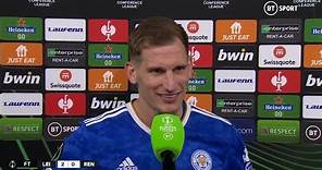 Marc Albrighton beaming after stellar goal-scoring performance for Leicester! 🙌