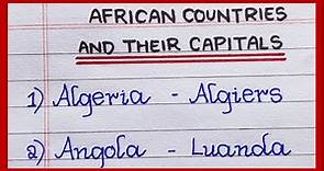 African Countries and their Capitals in English | List of African Countries and their capitals