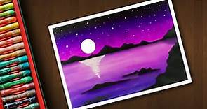 How to Draw Moonlight Dream Scenery Step by Step Drawing for beginners