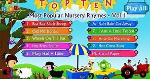 Top 10 - Ten Most Popular Nursery Rhymes Collection Vol. 1 with Lyrics | Kids Videos For Kids