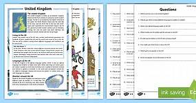 United Kingdom Differentiated Reading Comprehension Activity