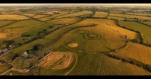 Hill of Tara, hill of kings from the sky in 4K