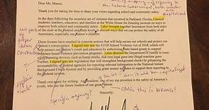 Teacher sends back letter from White House, after correcting it