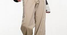 Vero Moda - Pantaloni a fondo ampio color pietra con fascia in vita a vista | ASOS