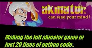 Making the full akinator game in just 20 lines of code !!!!!!(Using a Library).