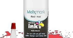 MaxMark Premium Refill Ink for self Inking Stamps and Stamp Pads, Red Color - 4 oz.