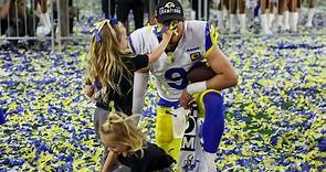 Stafford plays with his kids in confetti after Super Bowl LVI win