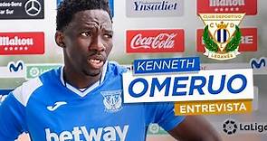 El jugador del C.D. Leganés KENNETH OMERUO responde a los periodistas