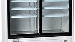 Commercial Refrigerator Glass 2-Door Sliding Door Merchandiser Display Cooler Case Fridge NSF, Bottom-Mounted, 53 inches width, capacity 45 cuft 110V, Restaurant Kitchen Cafe G1.2YBM2F
