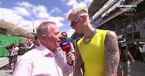 Martin Brundle interviews Machine Gun Kelly on the F1 grid, Brazilian GP