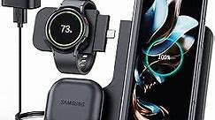 Wireless Charger for Samsung, Metmoon 3 in 1 Samsung Charging Station for Galaxy S23 S22 S21 S20 Ultra Plus/Z Flip Fold 5 4 3/Note 20, Galaxy Watch 5 Pro/5/4/3/Active 2/1, Buds+/Pro/Live(With Adapter)