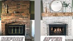 HOW TO WHITEWASH A BRICK FIREPLACE | DIY MANTLE
