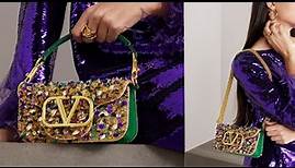 Valentino Garavani bag. VLOGO embellished leather shoulder handbag.