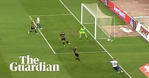 Shot or cross?: Hajduk Split's Marko Livaja scores from tightest of angles