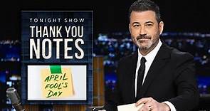 Jimmy Kimmel Writes Tonight Show Thank You Notes to April Fools', Matt ...