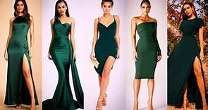 Elegant Emerald Green Dress Party Outfit Ideas | Formal Emerald Dress Ideas | Green Satin Dresses