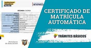 Certificado de Matrícula Automática MINEDUC | juntos.educacion.gob.ec