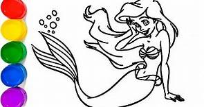Princesa da Disney Ariel | A Pequena Sereia Pintando Desenho | Coloring page for Kids
