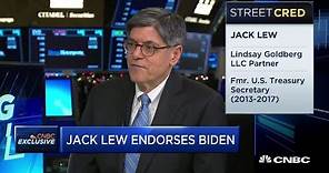 Jack Lew endorses former Vice President Joe Biden for president