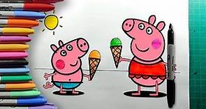 Cómo Dibujar y Colorear a Peppa Pig y George Paso a Paso Fácil - Dibujos de Peppa Pig para Pintar