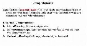 What is comprehension briefly explained.