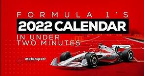 Formula 1 2022 Calendar Announced | Full Calendar in Under 2 Minutes